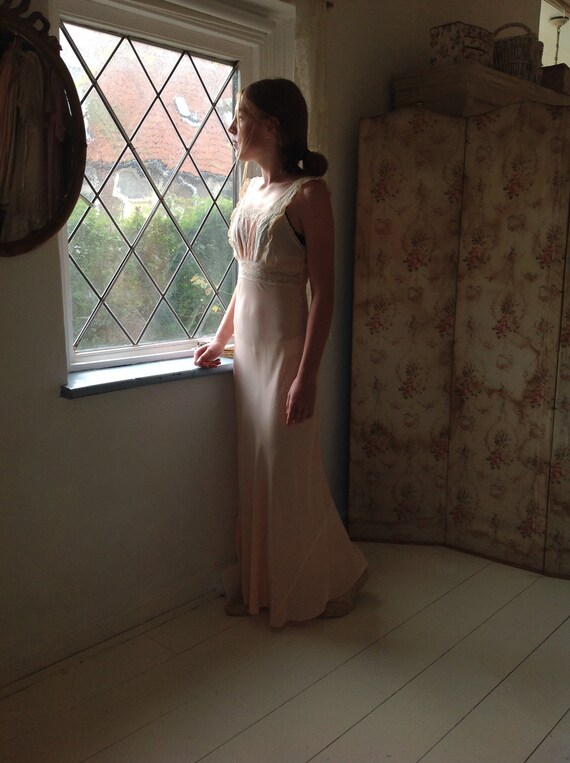 silk slip dress , antique night gown 1900s