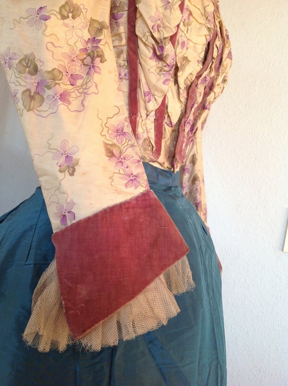 antique silk floral bodice,