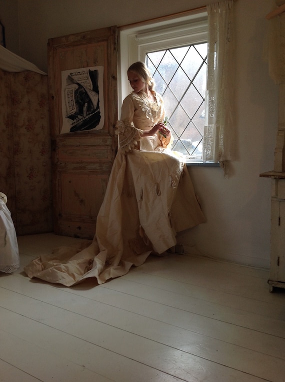 1850s Silk Ball Gown: Champagne Wedding Dress With Jacket - Etsy