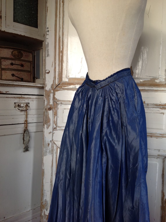 beautiful silk blue skirt, late victorian - image 4