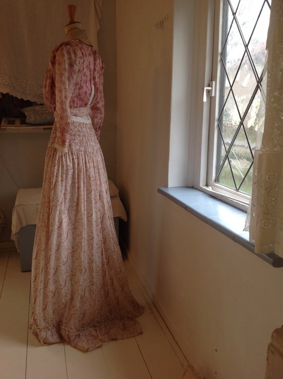 victorian skirt, cotton print skirt 1860s style re