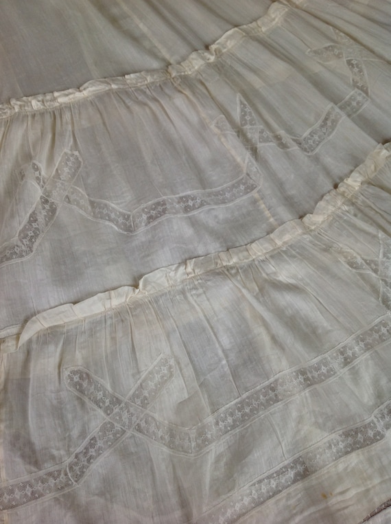 antique silk cotton and lace skirt  MEDIUM - image 2