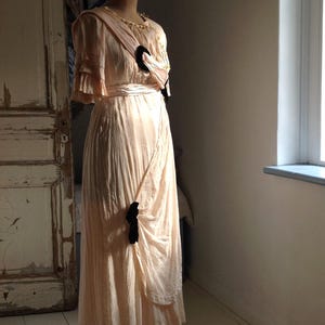 Antique Victorian 3PC Dress Set: Silk Cotton Blend, Velvet Ornamentation