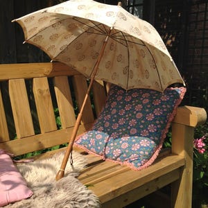 antique cotton print sun umbrella, parasol Art Deco