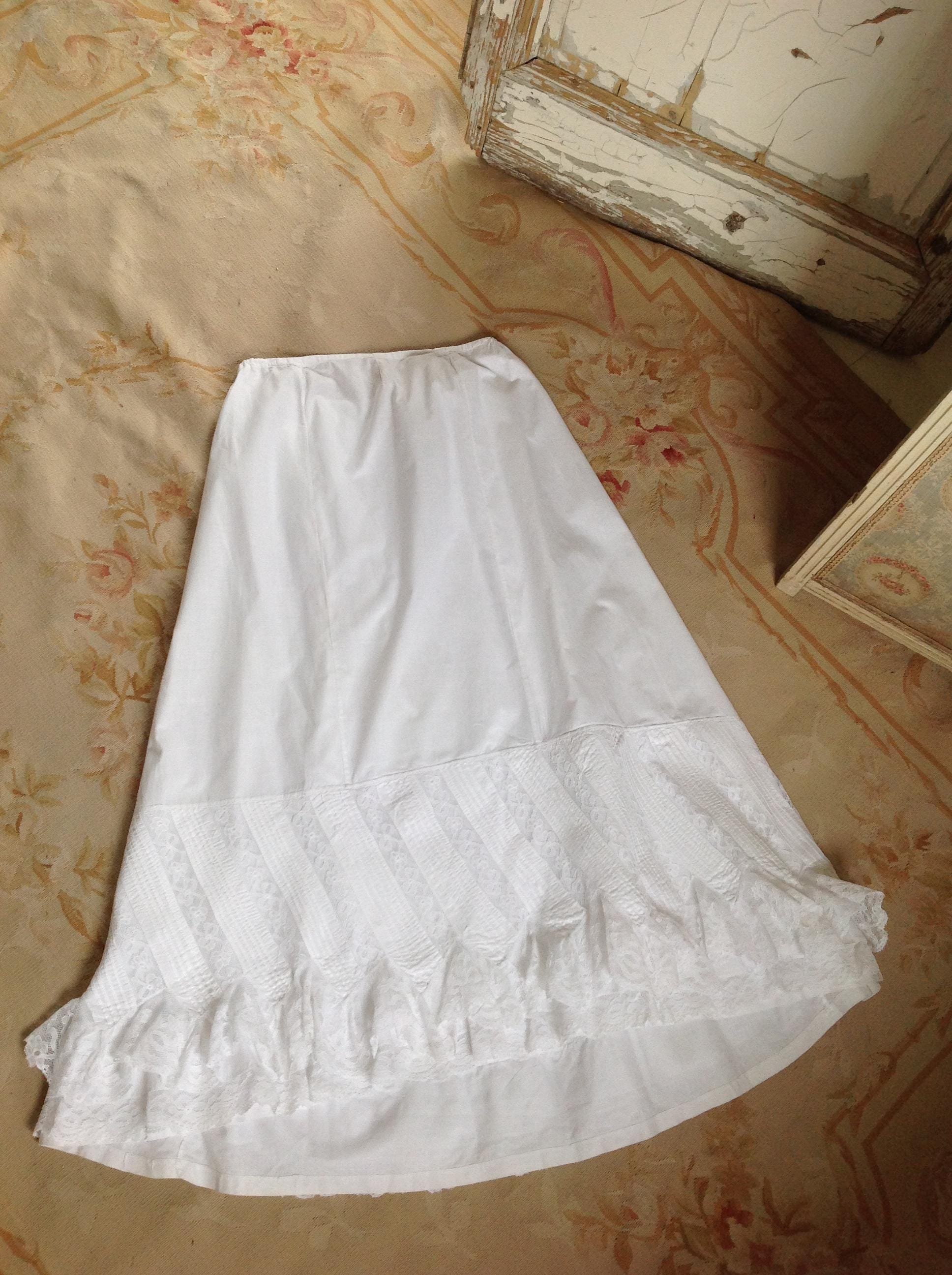 ウエスト調節可能な、さわやかなアンティークペチコートスカート