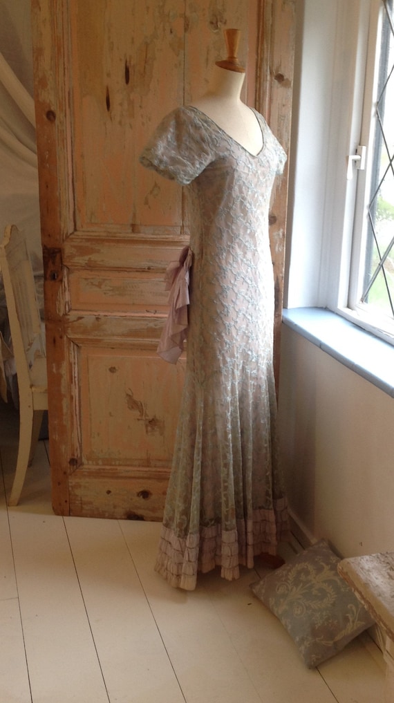 antique edwardian dress , tulle lace gown salon mu