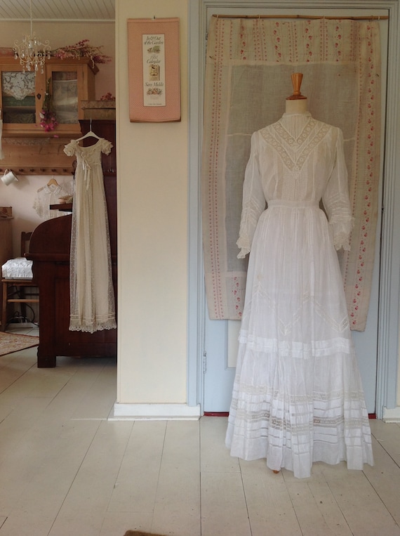 sheer cotton lawn dress, edwardian, 2PC dress