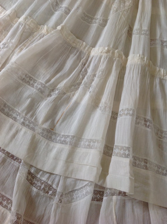 antique silk cotton and lace skirt  MEDIUM - image 9