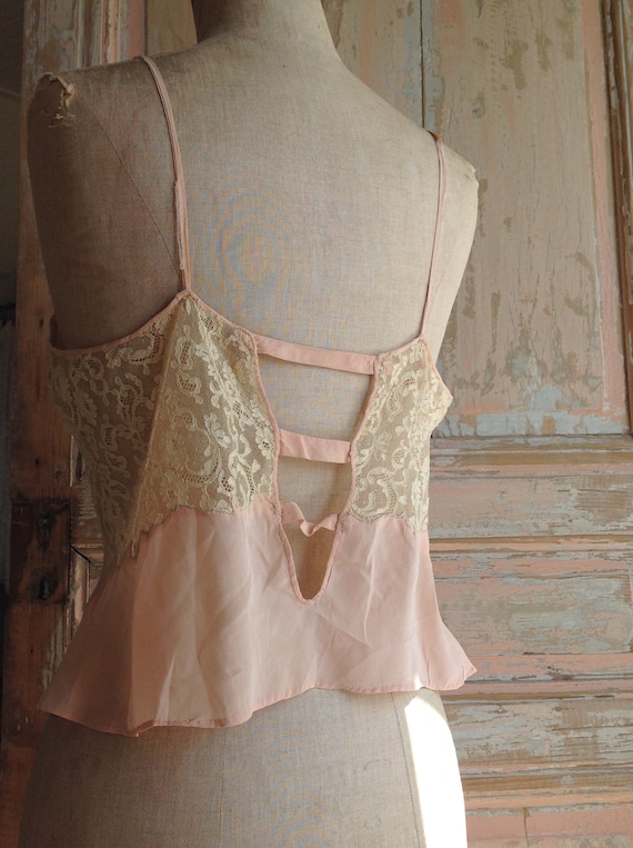 salmon pink and lace camisole edwardian