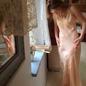 pure silk slip dress , antique lingerie M