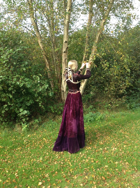 antique skirt, velvet, 1900s aubergine