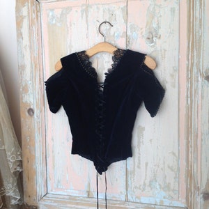 dark blue velvet antique bodice 1890s