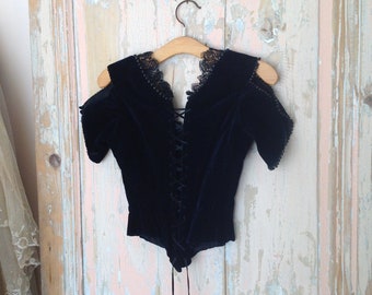 dark blue velvet antique bodice 1890s