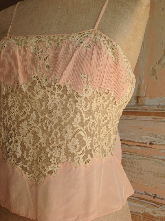salmon pink and lace camisole edwardian - image 2