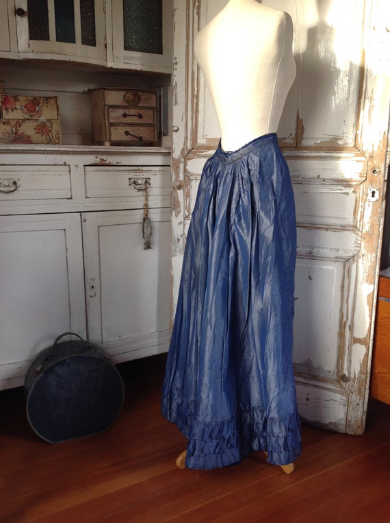 beautiful silk blue skirt, late victorian - image 2