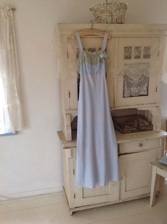 antique blue nightgown, slip dress 1900s