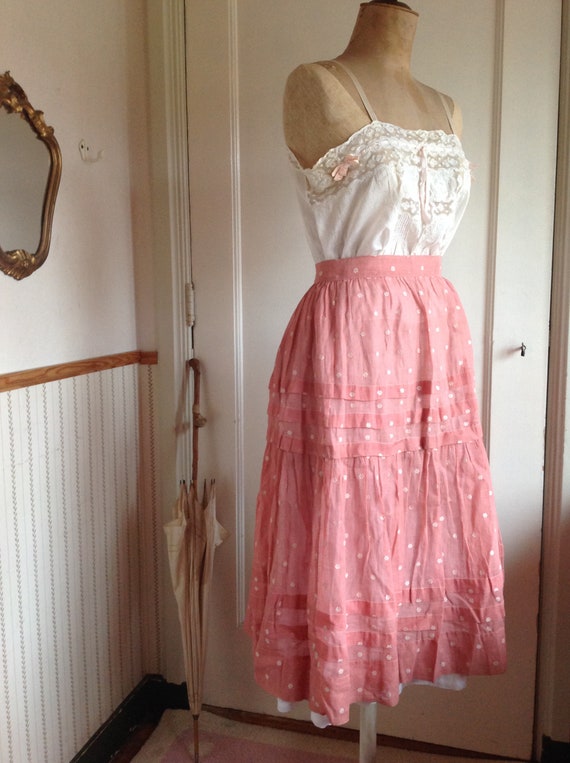 antique edwardian victorian calico skirt and petti