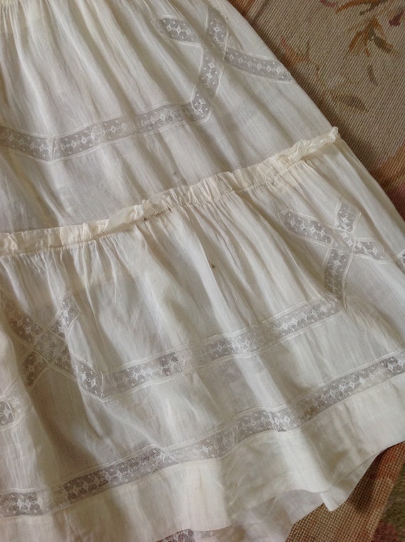 antique silk cotton and lace skirt  MEDIUM - image 3