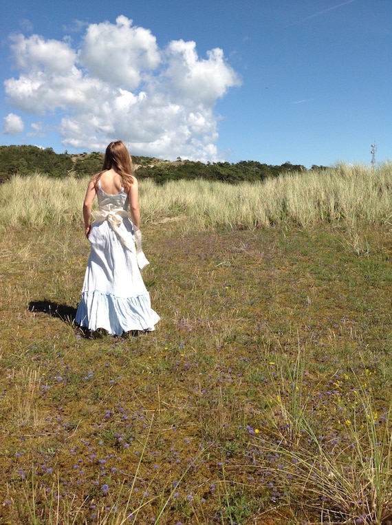 healed antique skirt pale blue 1910s