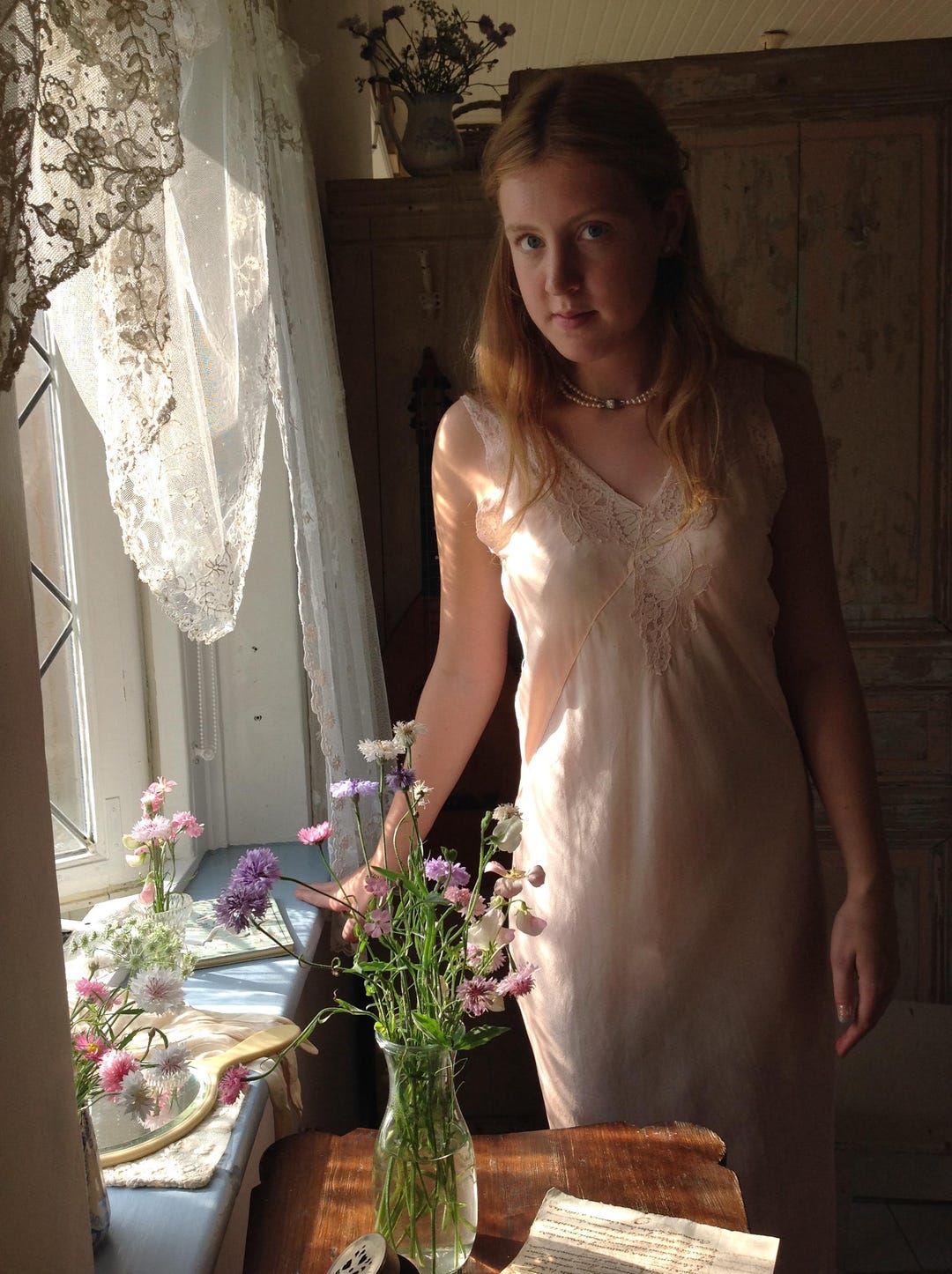 Peach Belted Slip Dress