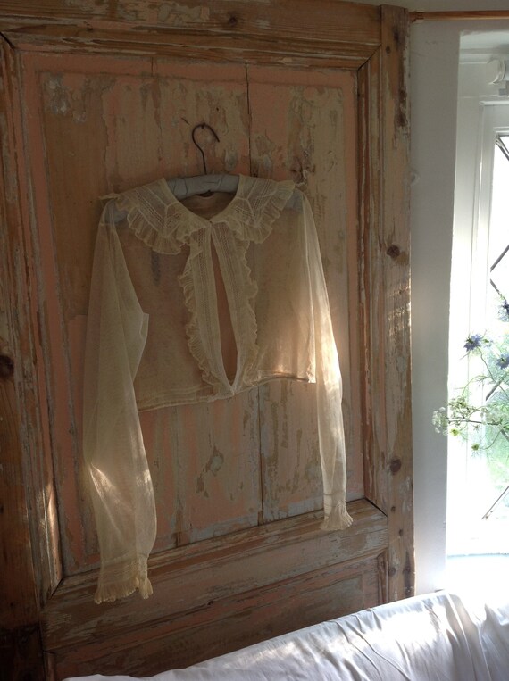 antique edwardian victorian tulle lace blouse