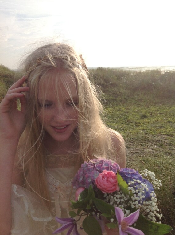 antique wax flower wedding crown, tiara