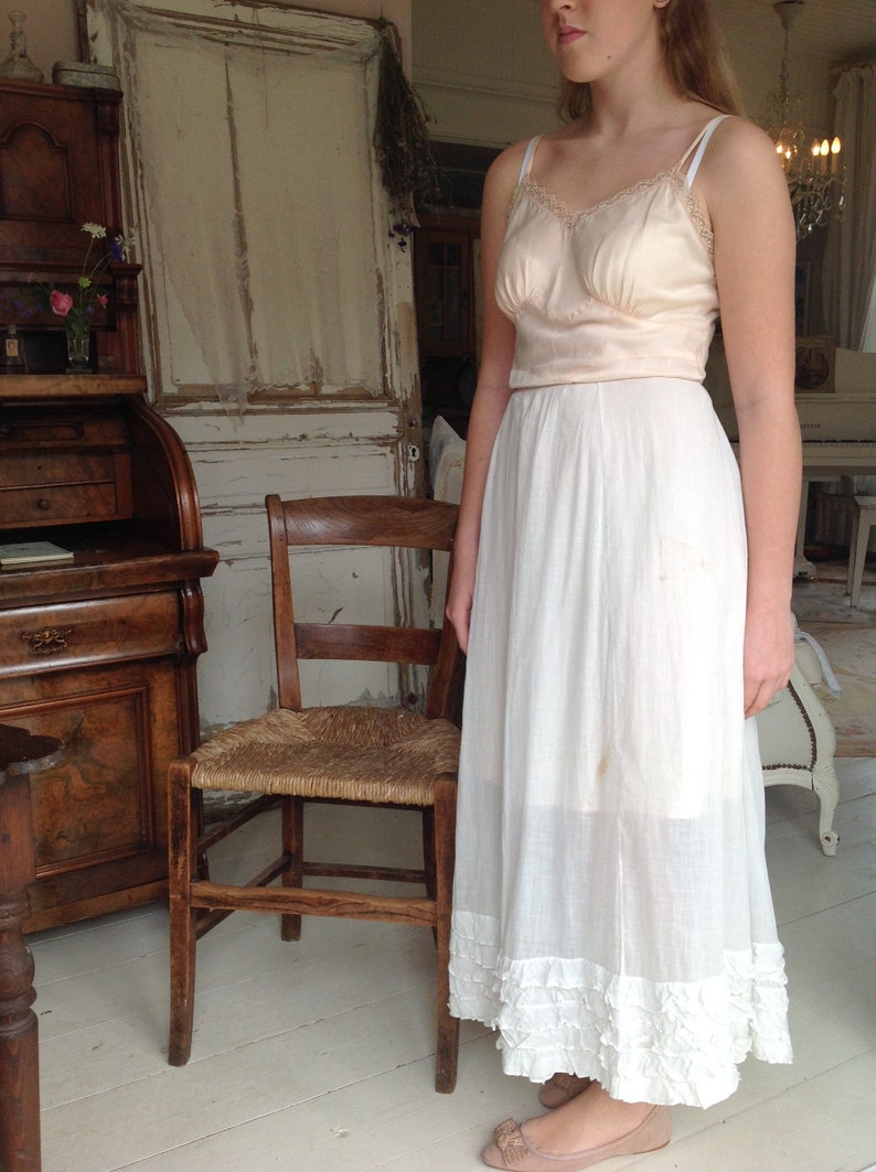 antique muslin cotton petticoat skirt 1920s zdjęcie 1