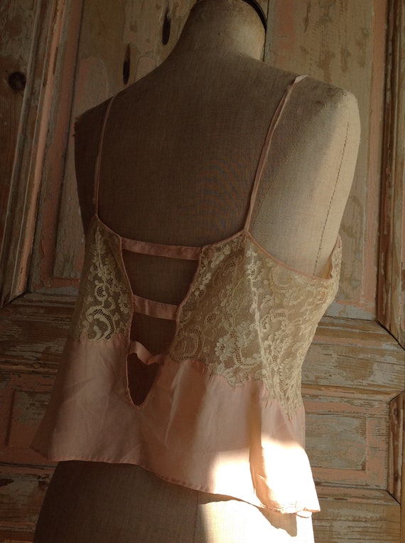 salmon pink and lace camisole edwardian - image 3