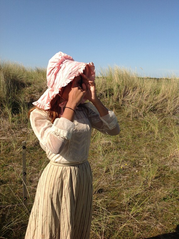 antique bonnet, pink bonnet adult size