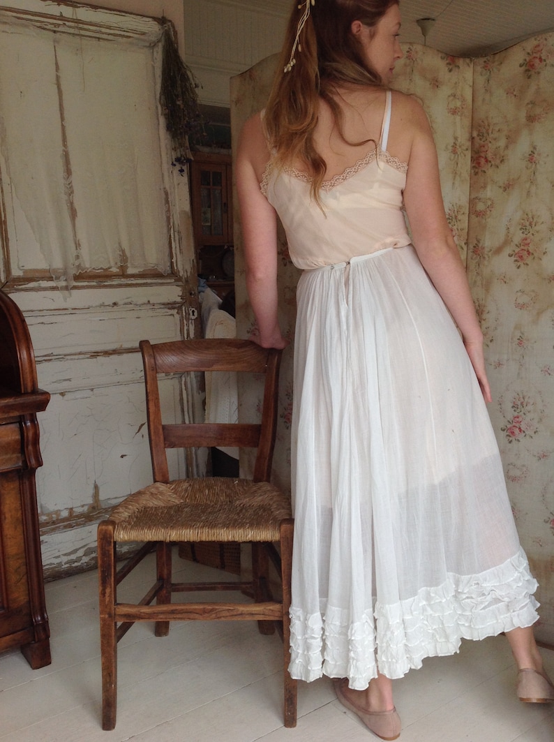 antique muslin cotton petticoat skirt 1920s zdjęcie 2