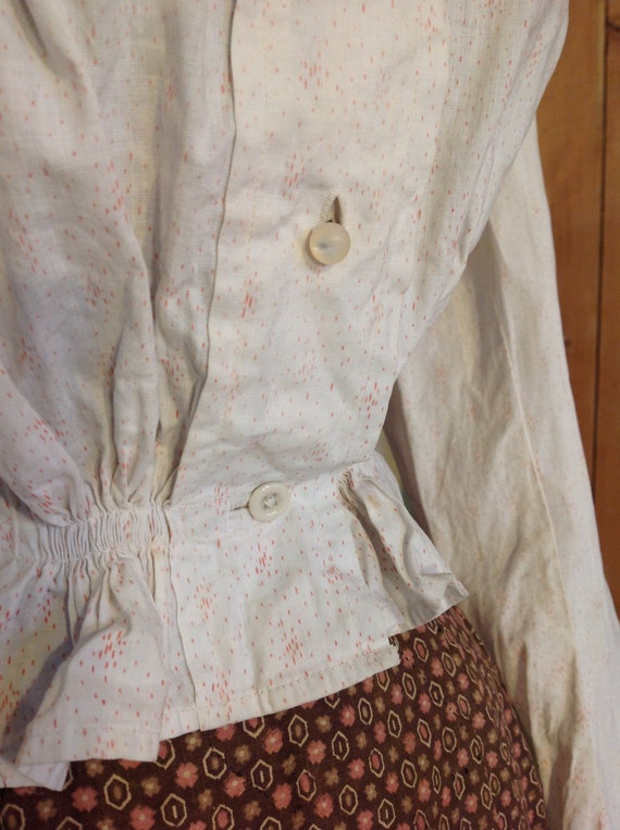 1890s calico print linen blouse victorian period