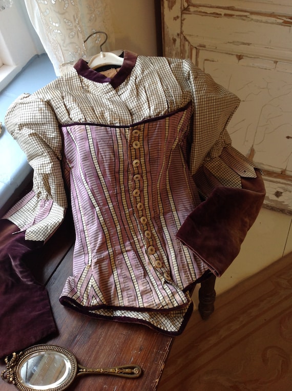 antique silk and cotton bodice,  victorian - image 2