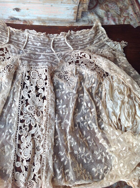 antique tulle lace bodice 1890s MEDIUM Gem