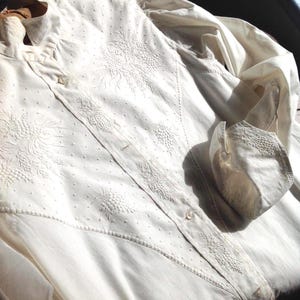 hand embroidered antique nightgown 1880s LARGE image 1
