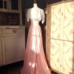 antique edwardian silk cotton blend skirt with train 1930s