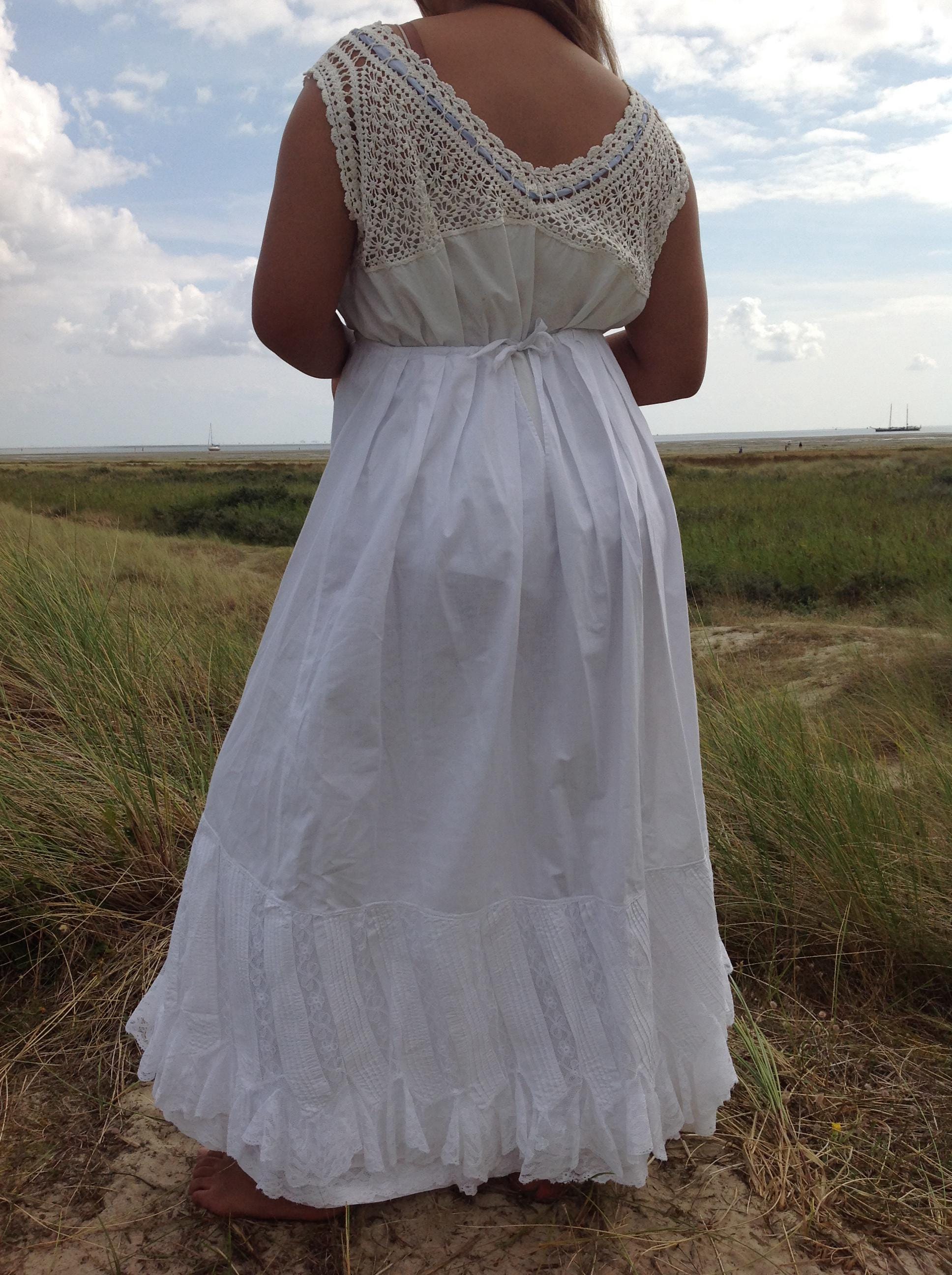 アンティーク　ペチコート　スカート ウエスト調節可能な、さわやかなアンティークペチコートスカート