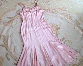 pure silk slip dress 1940s warm pink