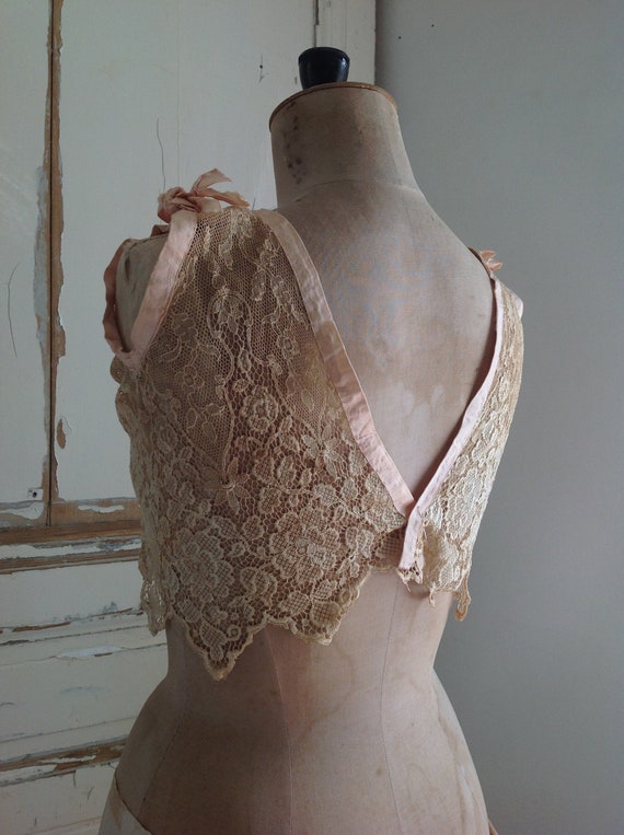antique camisole, collar silk and lace top 1890s