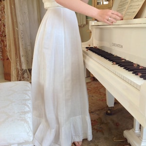 fine linen petticoat skirt with train, antique victorian