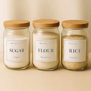 Minimalist Pantry Labels Printable – 40 Aesthetic Kitchen Organization Stickers – Modern Serif Label Set PDF Download