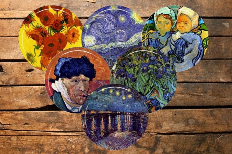 Digital images 25.20.18 MM jewelry immediate download Vincent Van Gogh theme scrapbooking pattern diy art for cabochon