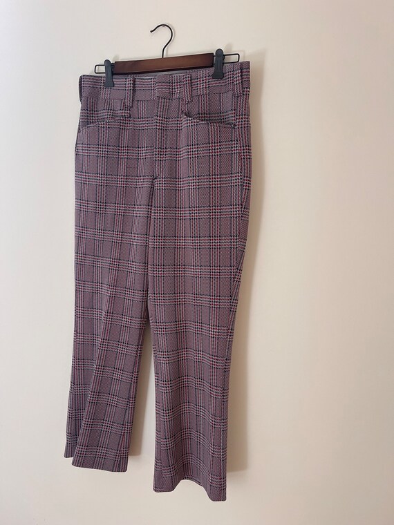 Vintage 70’s red and blue plaid trousers - image 7