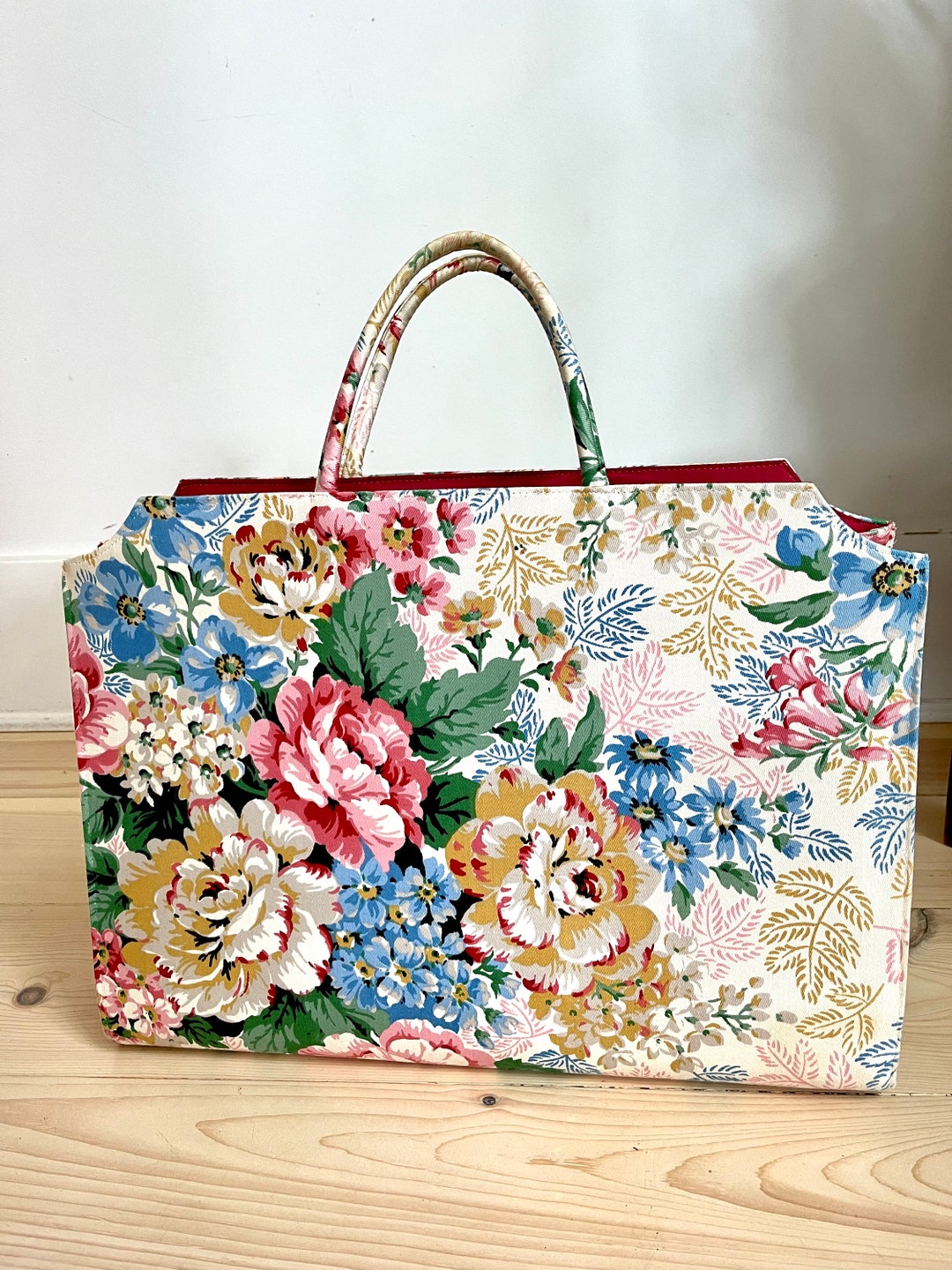 vintage 1960s handbag Margaret Smith floral purse ferns snails