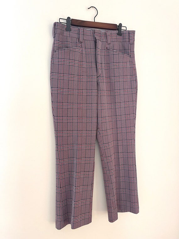Vintage 70’s red and blue plaid trousers - image 1