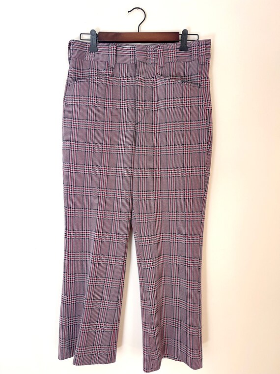Vintage 70’s red and blue plaid trousers - image 2