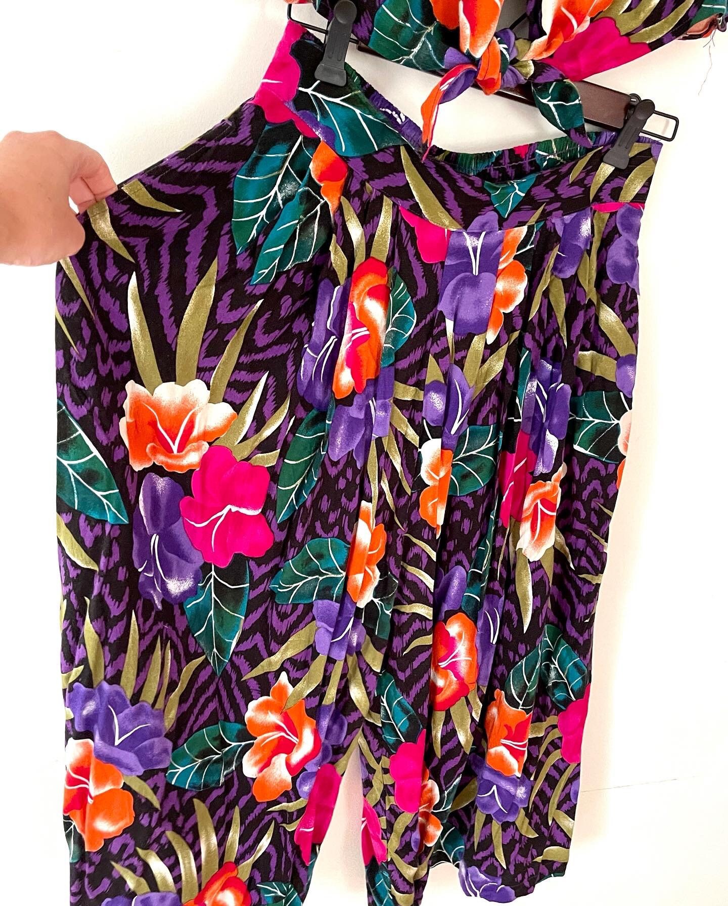 Vintage 80s Floral Top and Bottom Set Etsy UK