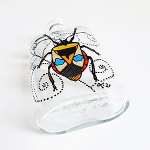 Man-faced Bug - Painted Glass Bottle / Glass Decoration / Decorative Lantern / LED Lights Chain Included
