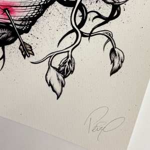 Detail of artist signature in pencil on print