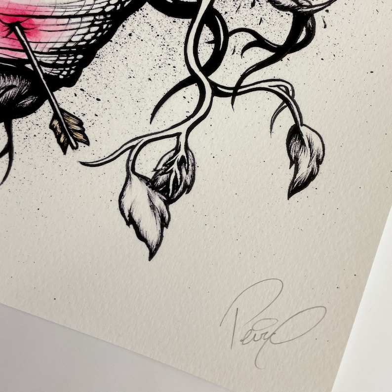 Detail of artist signature in pencil on print