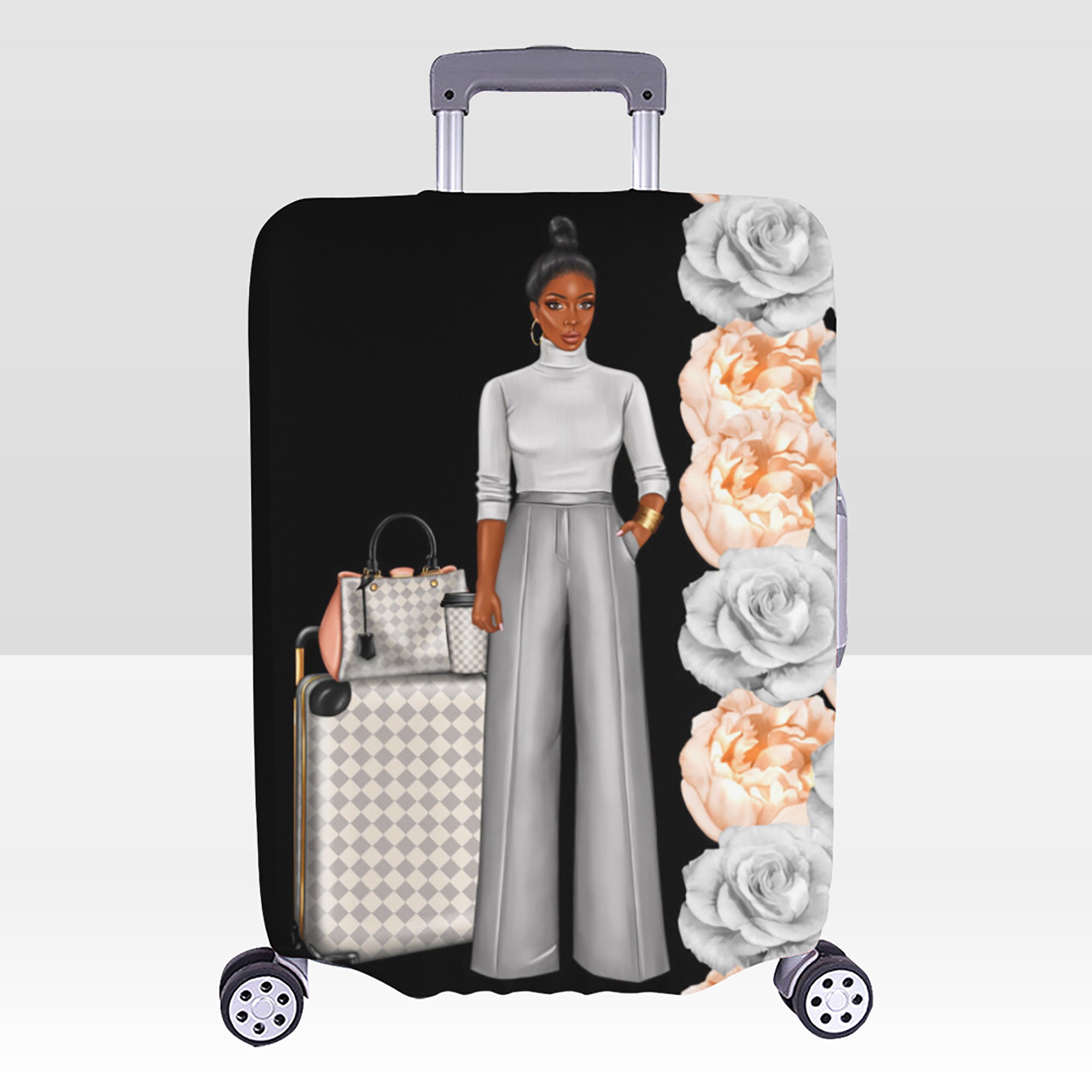 Designer Luggage Cover, Afro Lady Luggage cover
